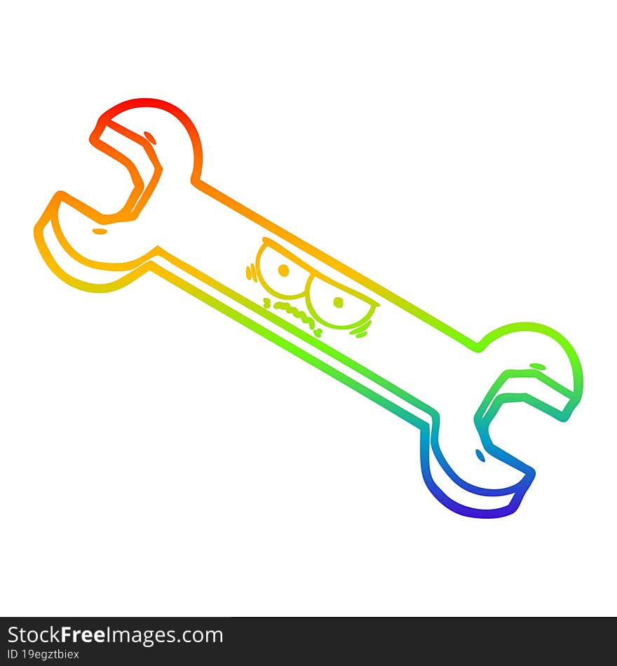 Rainbow Gradient Line Drawing Cartoon Angry Tool