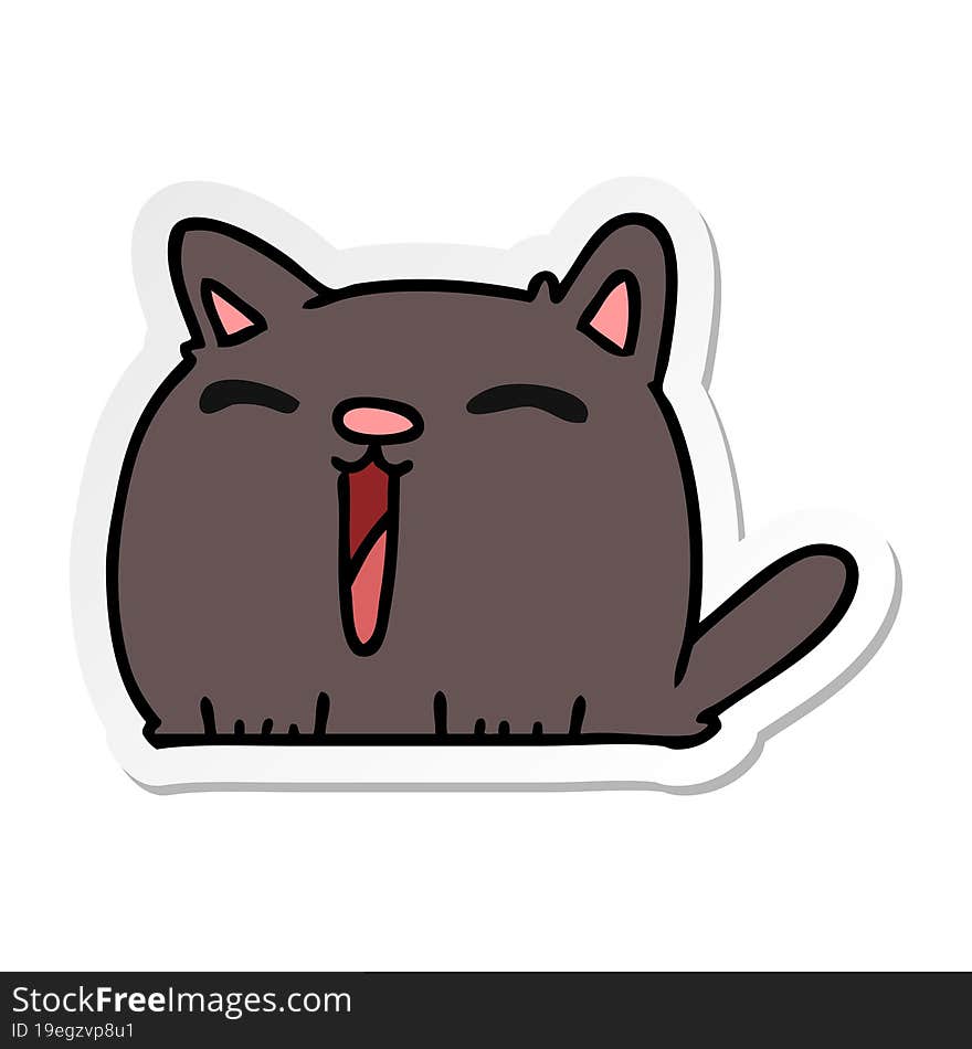 freehand drawn sticker cartoon of cute kawaii cat