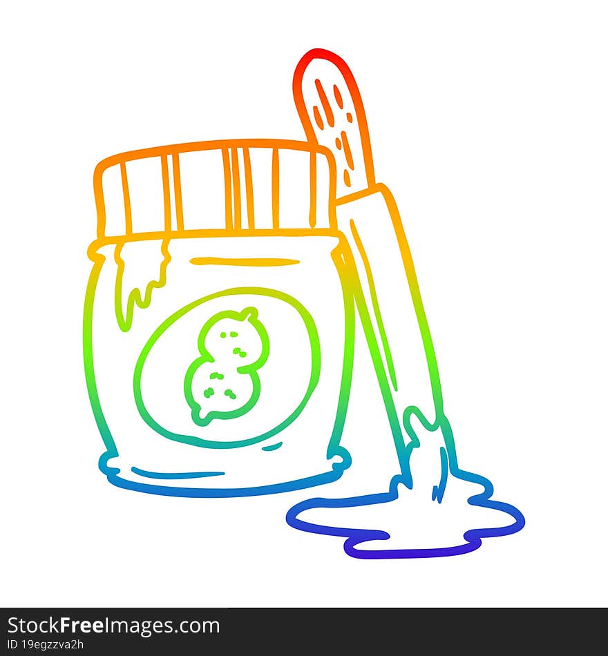 rainbow gradient line drawing of a jar of peanut butter