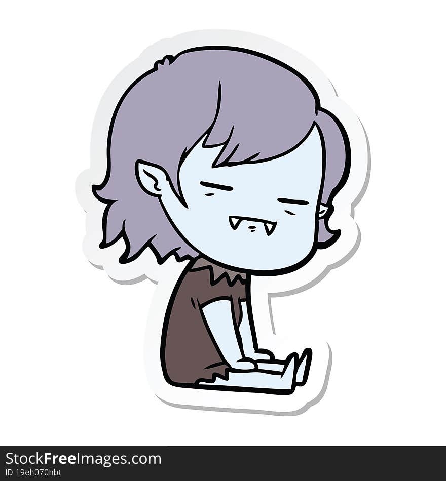 sticker of a cartoon undead vampire girl sitting