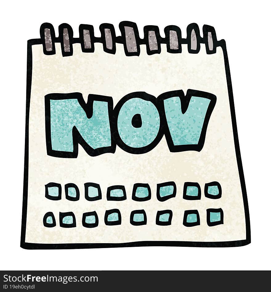 cartoon doodle calendar showing month of november