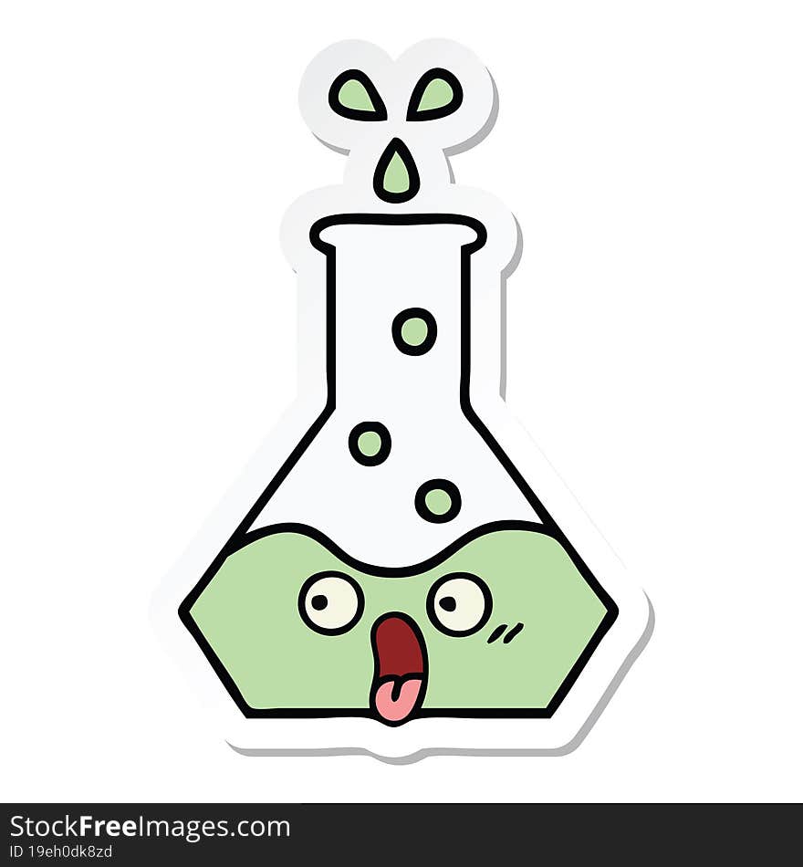 Sticker Of A Cute Cartoon Science Beaker