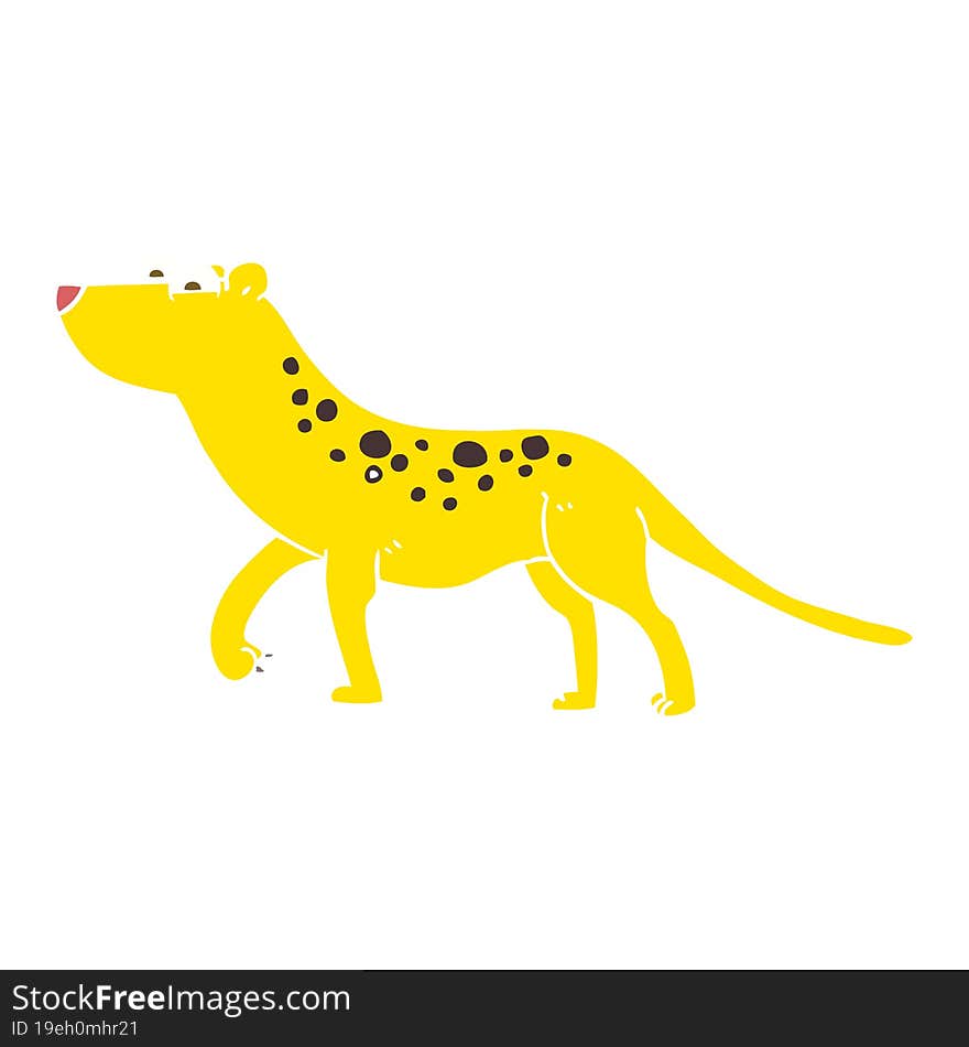 flat color illustration of a cartoon leopard