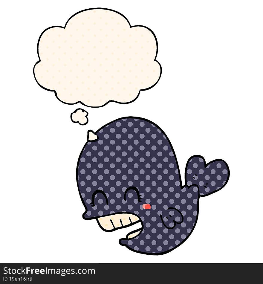 Cartoon Whale And Thought Bubble In Comic Book Style