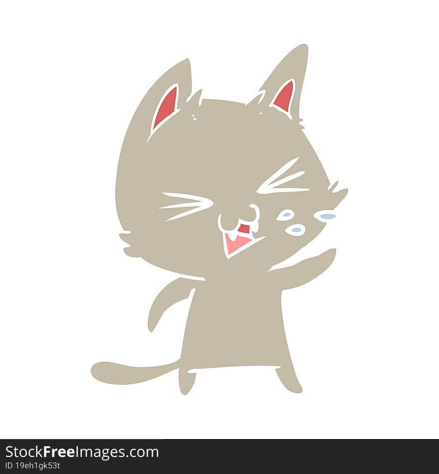 flat color style cartoon cat hissing