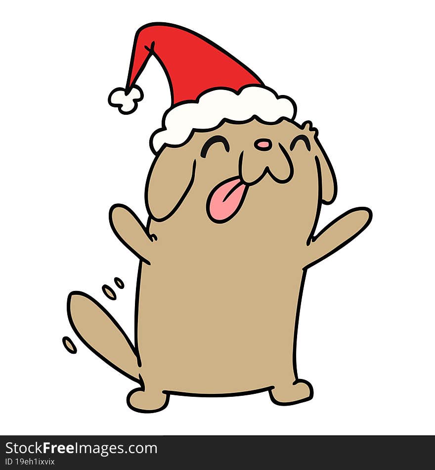 christmas cartoon of kawaii dog