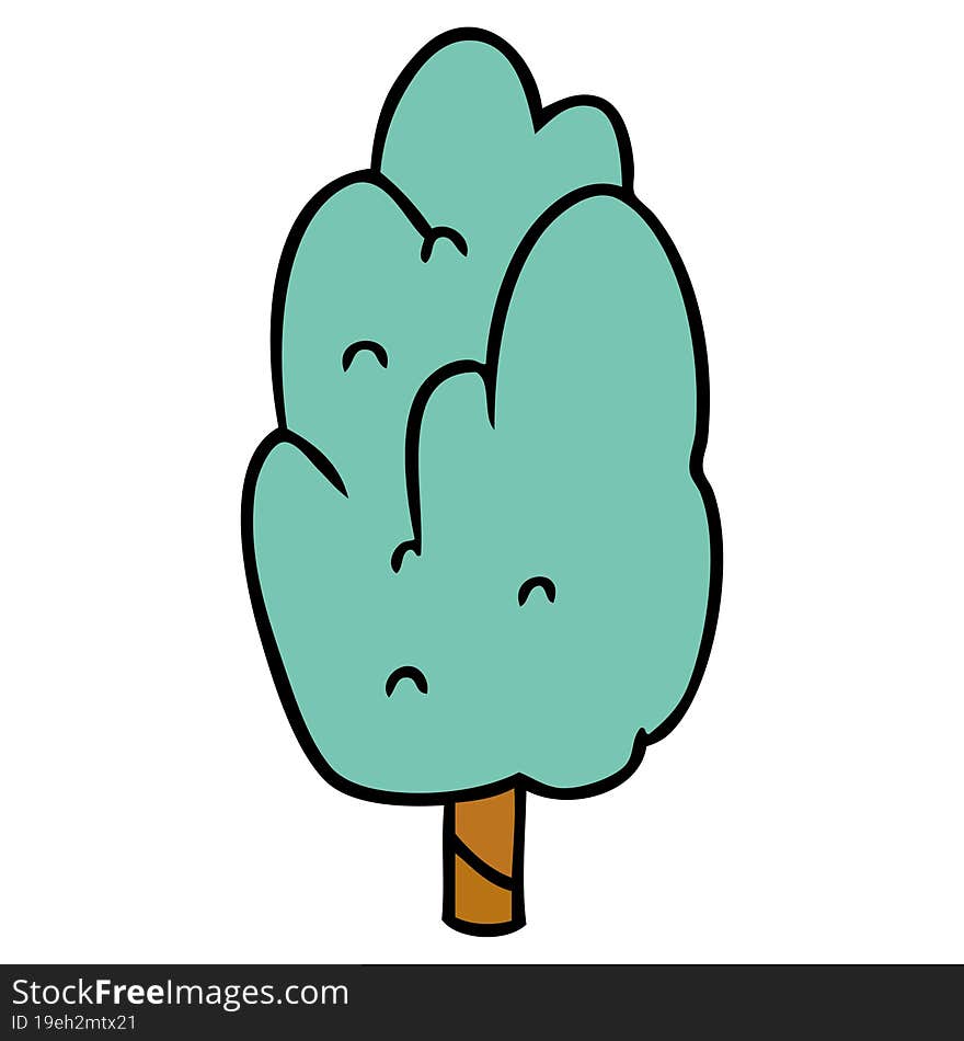 cartoon doodle single green tree