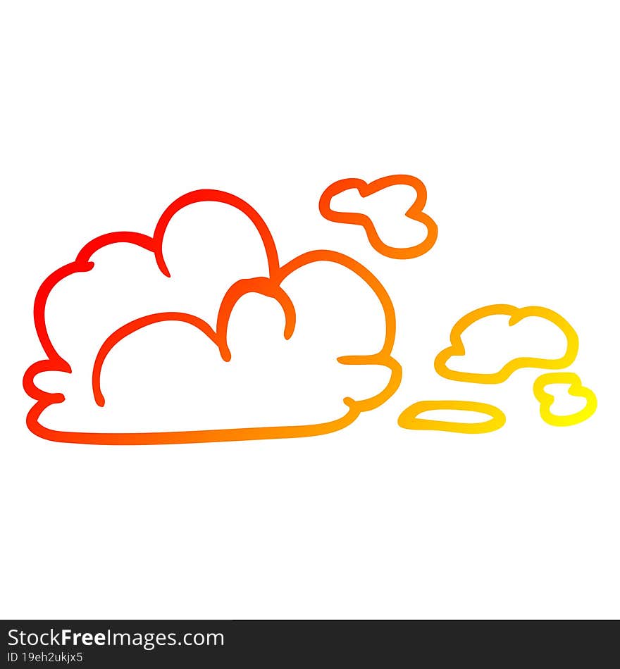 Warm Gradient Line Drawing Cartoon Storm Cloud