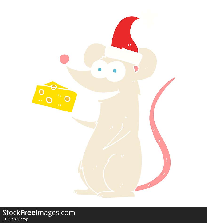 flat color illustration of christmas mouse. flat color illustration of christmas mouse