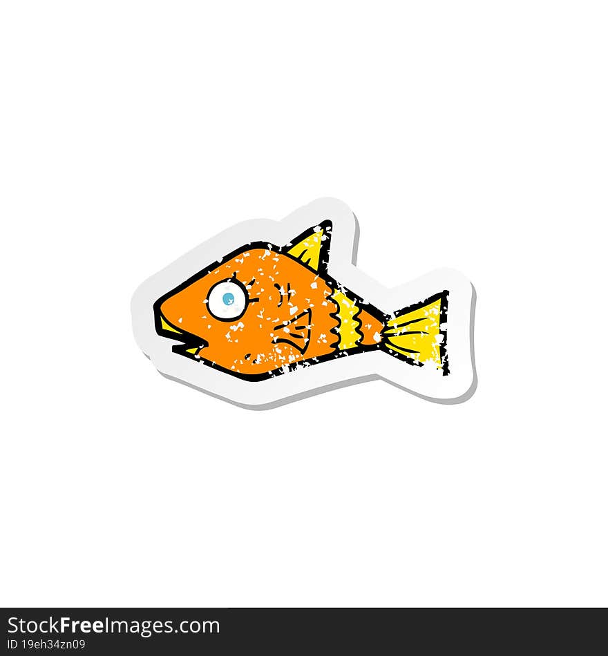 retro distressed sticker of a cartoon fish