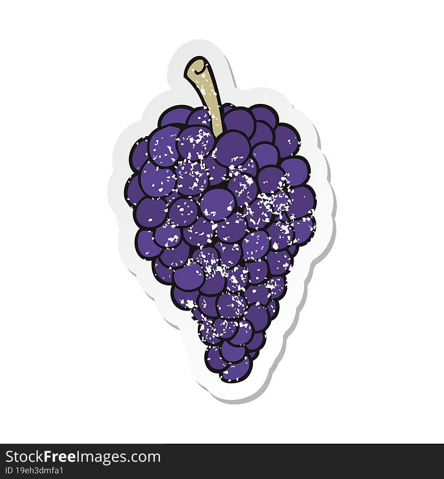 retro distressed sticker of a cartoon grapes