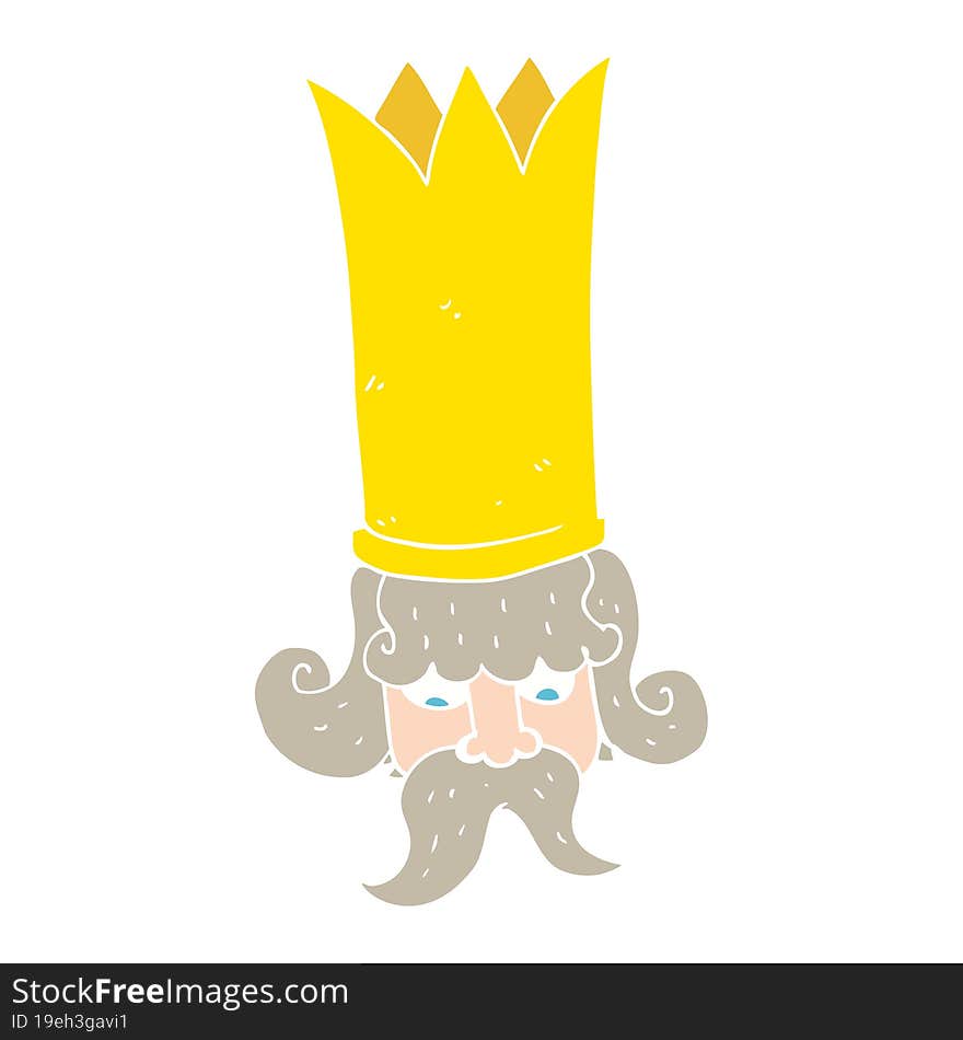 flat color illustration of a cartoon king with huge crown