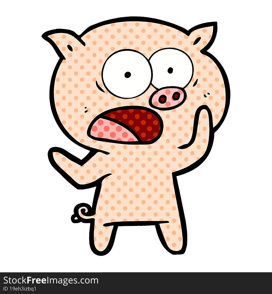 cartoon pig shouting. cartoon pig shouting