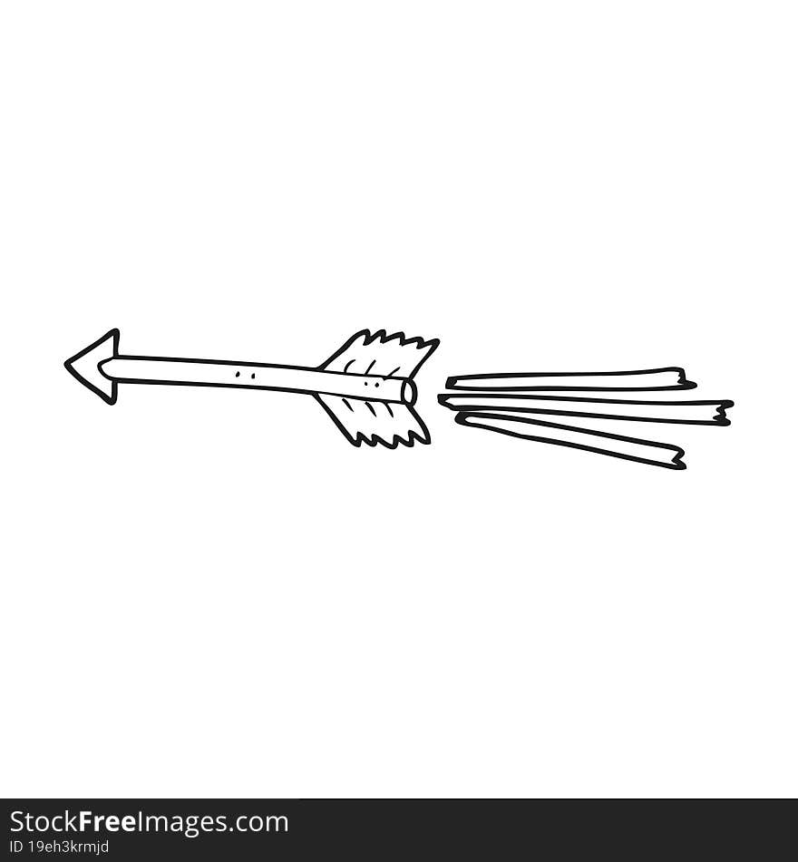 black and white cartoon flying arrow