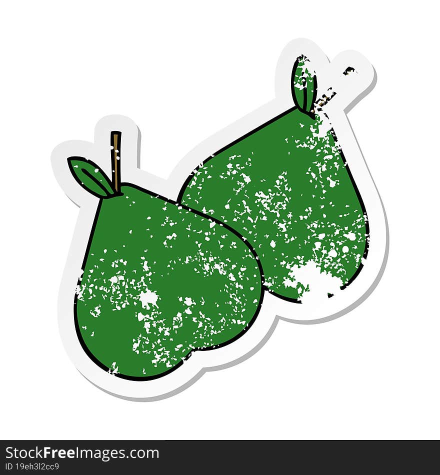 Distressed Sticker Of A Cute Cartoon Pears