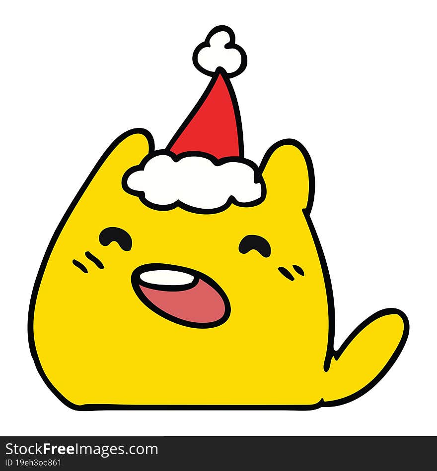 christmas cartoon of kawaii cat