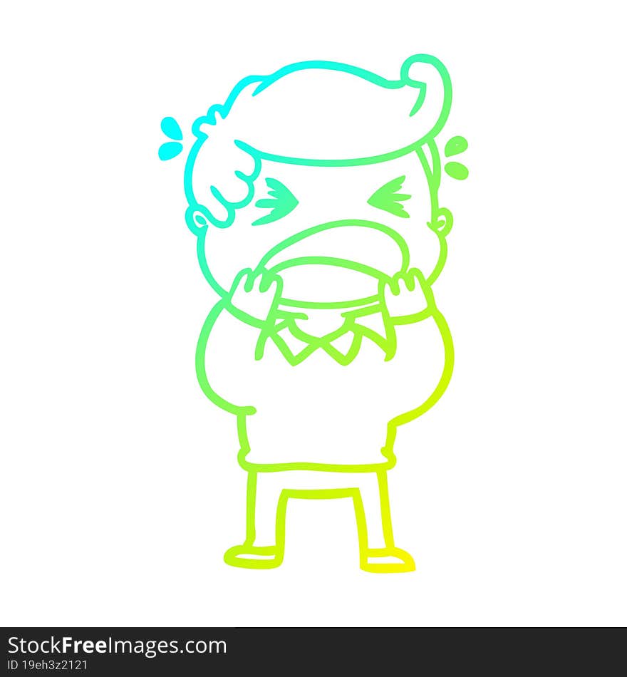 cold gradient line drawing of a cartoon shouting man