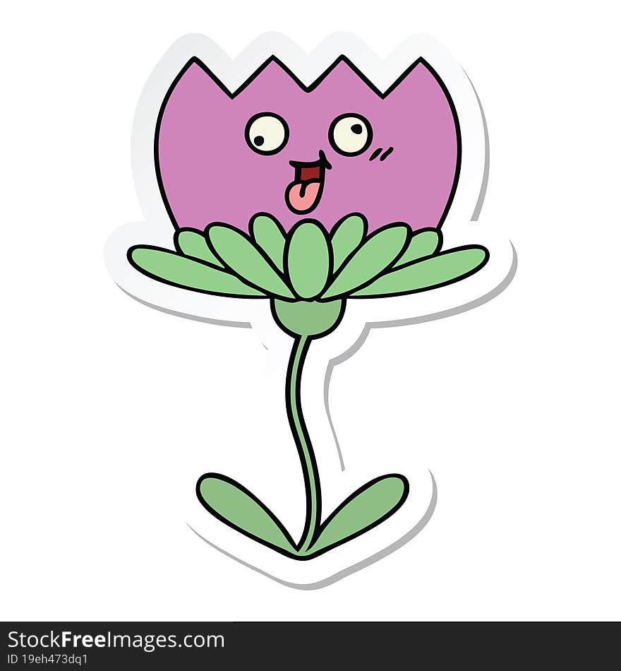 Sticker Of A Cute Cartoon Flower