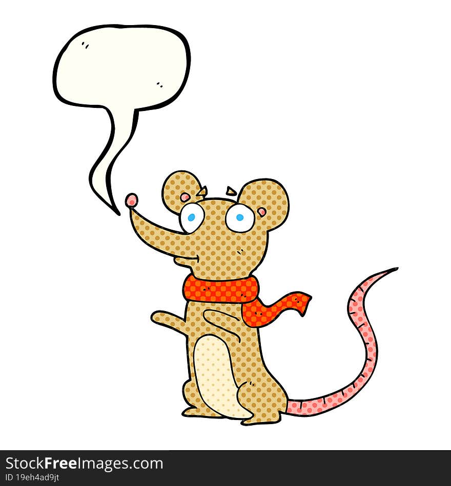 freehand drawn comic book speech bubble cartoon mouse