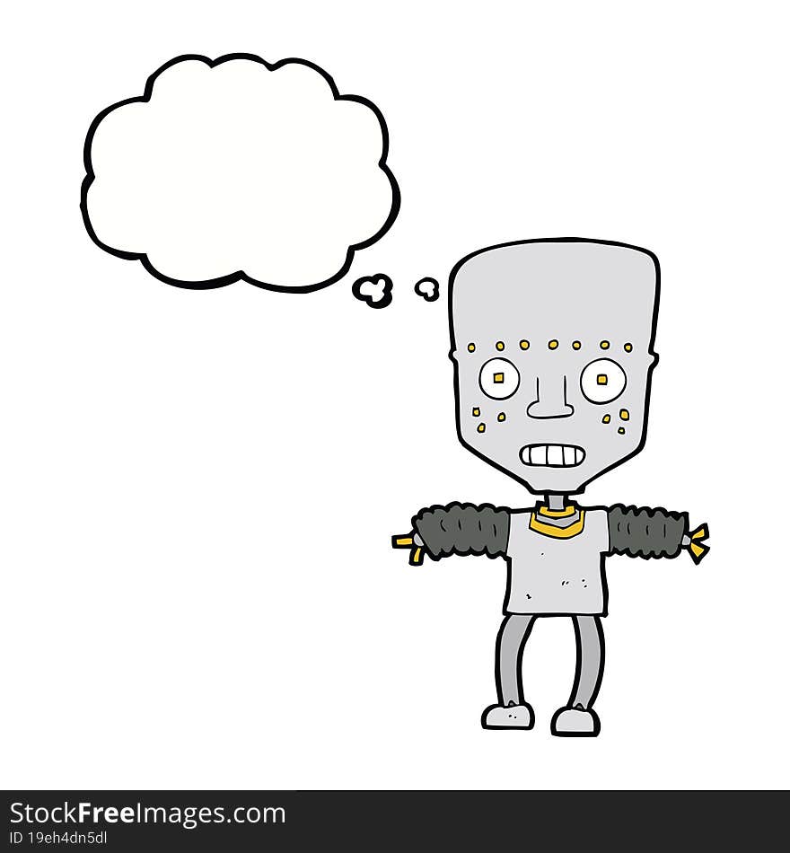 cartoon robot with thought bubble