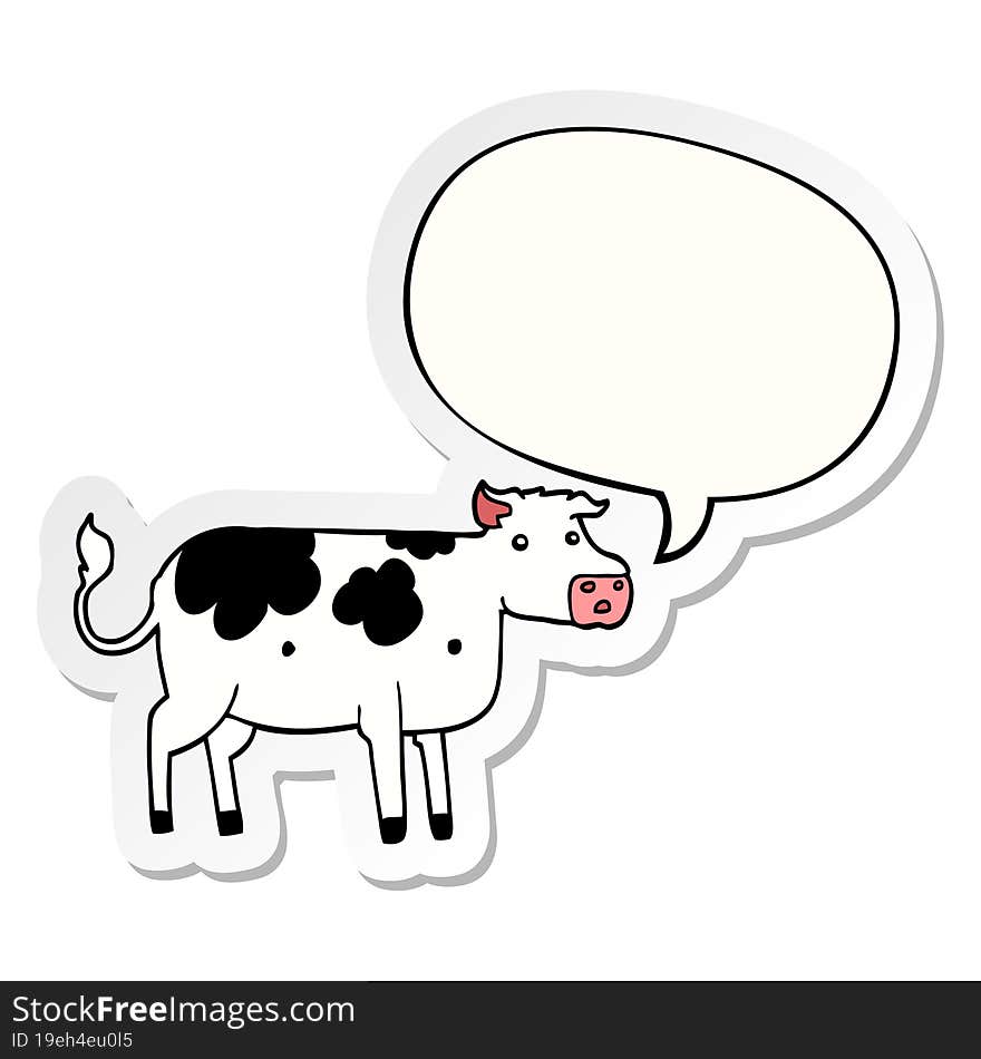 cartoon cow and speech bubble sticker