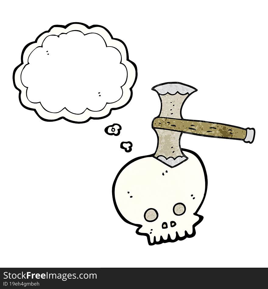 thought bubble textured cartoon axe in skull