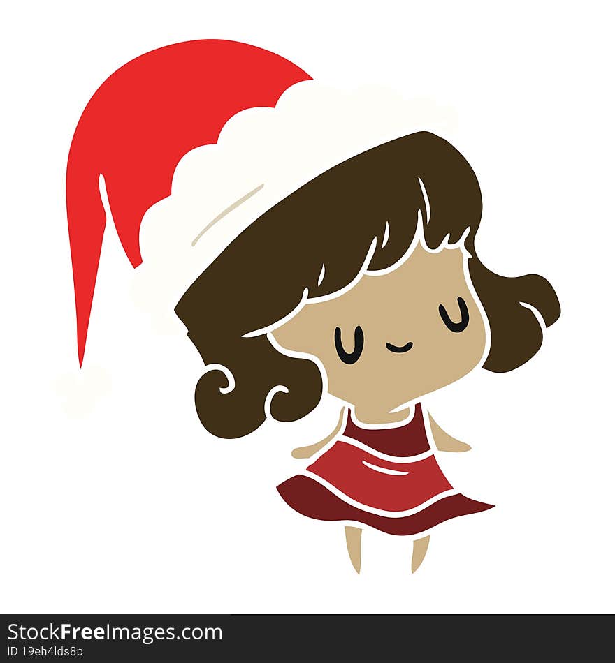 hand drawn christmas cartoon of kawaii girl