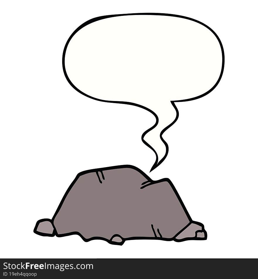 Cartoon Rock And Speech Bubble