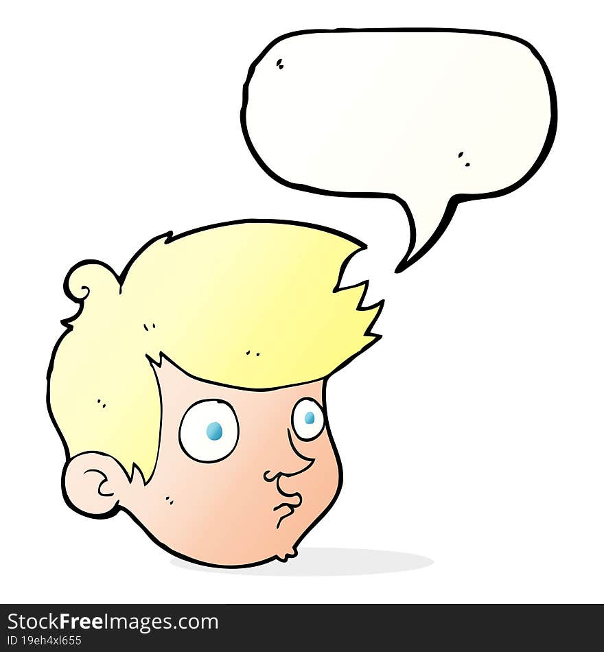 cartoon staring boy with speech bubble