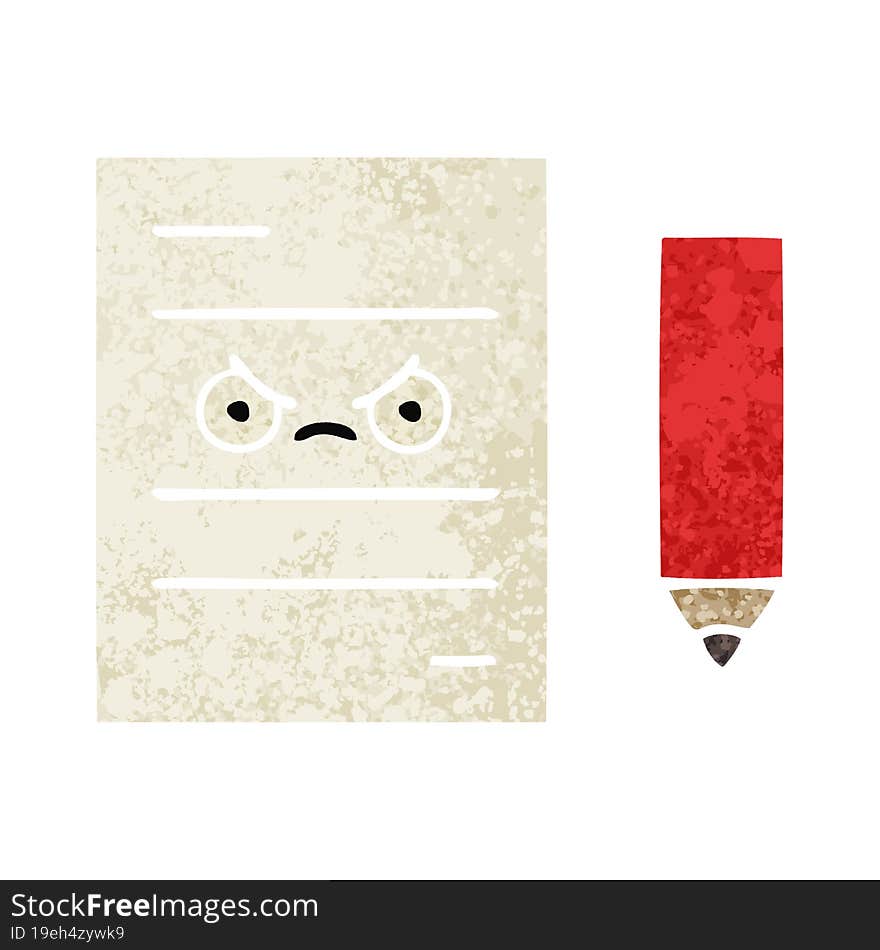 retro illustration style cartoon test paper