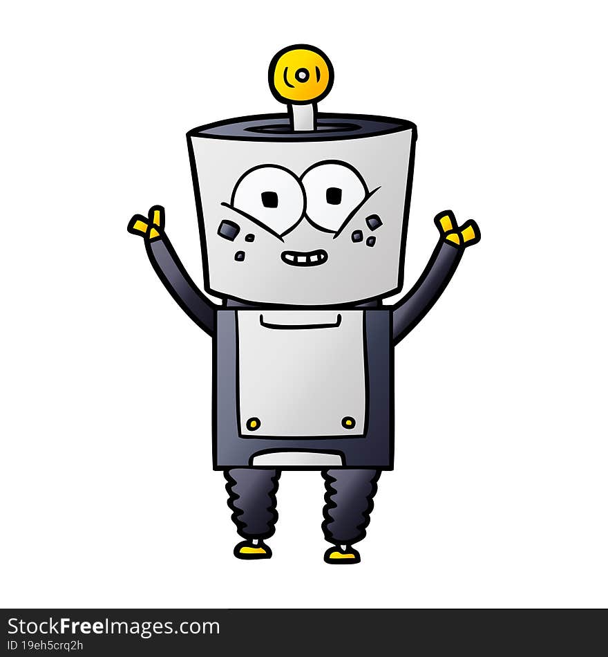 happy cartoon robot waving hello. happy cartoon robot waving hello