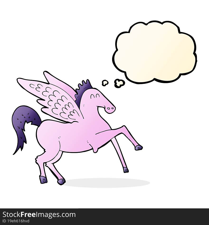 cartoon pegasus with thought bubble