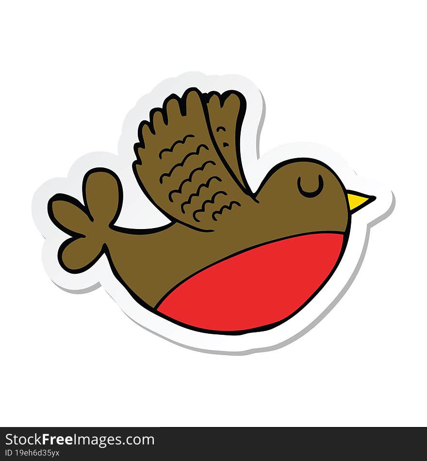 Sticker Of A Cartoon Flying Bird