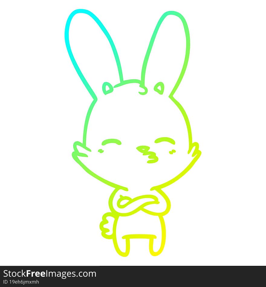 cold gradient line drawing curious bunny cartoon