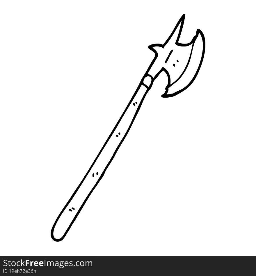 line drawing cartoon medieval halberd