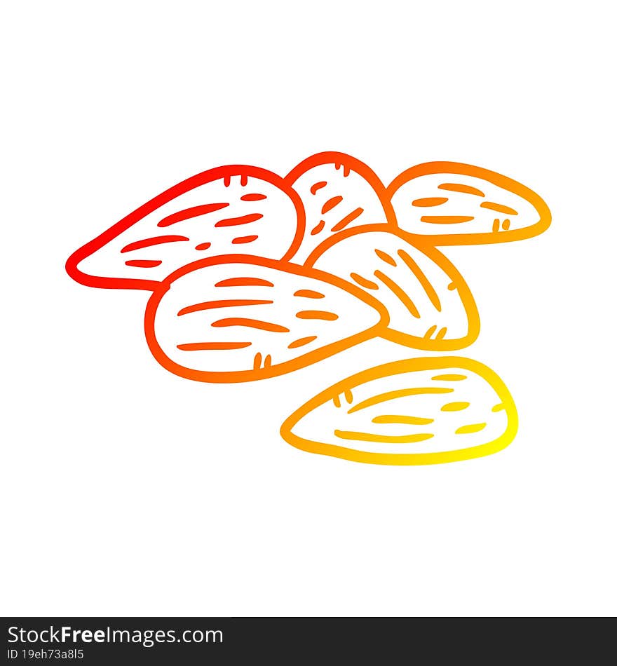 warm gradient line drawing almonds