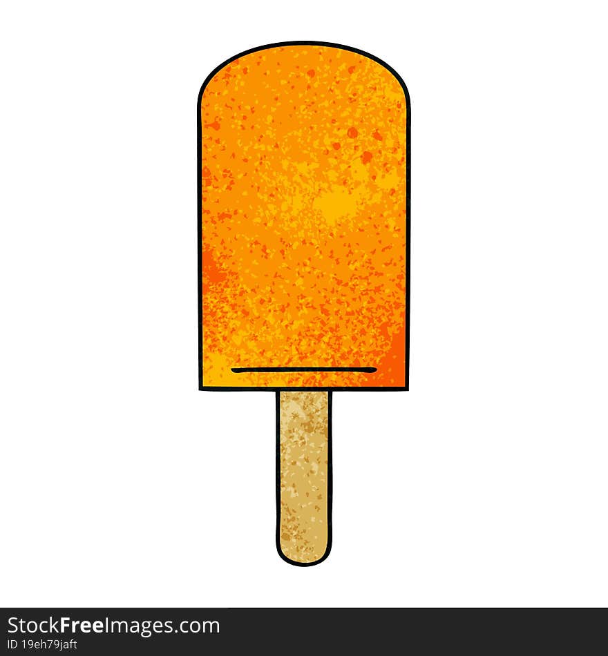 hand drawn quirky cartoon orange ice lolly. hand drawn quirky cartoon orange ice lolly