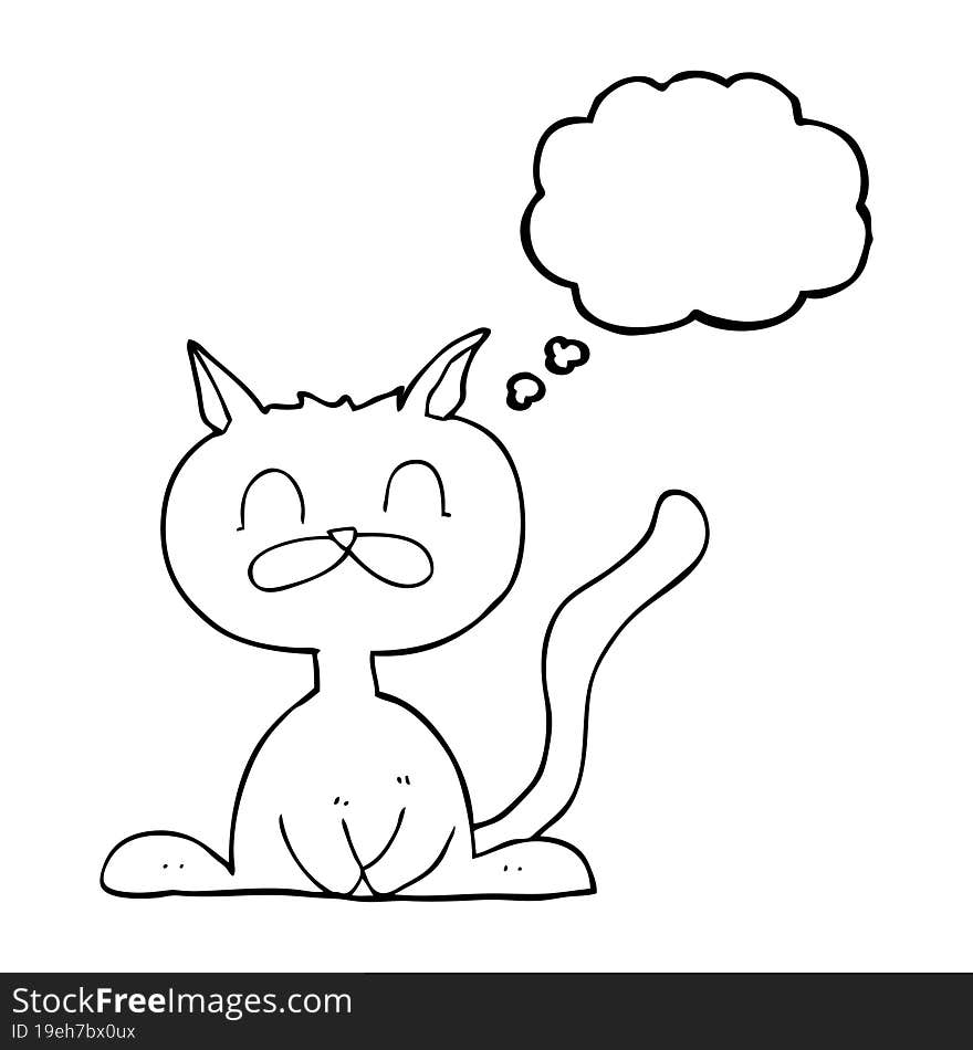 freehand drawn thought bubble cartoon cat