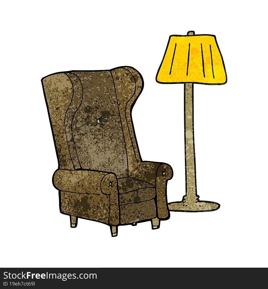 texture cartoon lamp and old chair