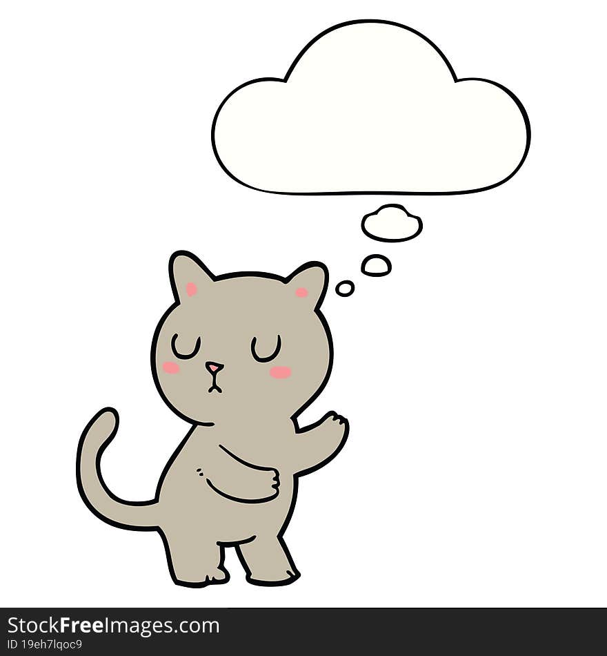 Cartoon Cat And Thought Bubble