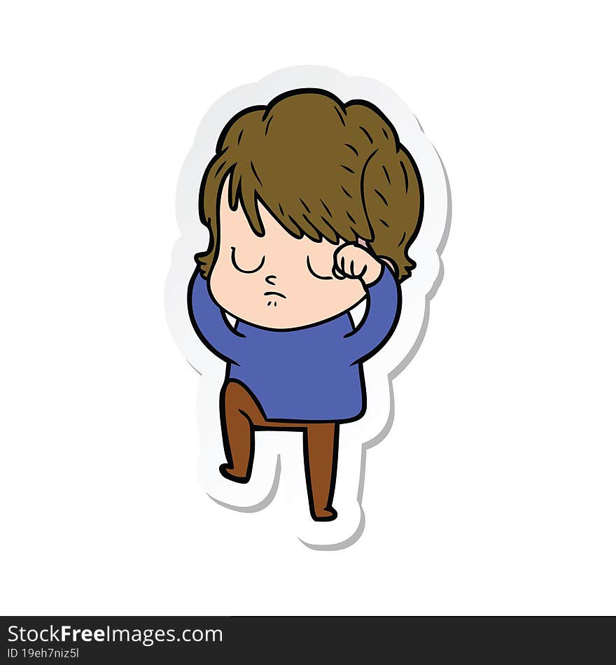 sticker of a cartoon woman