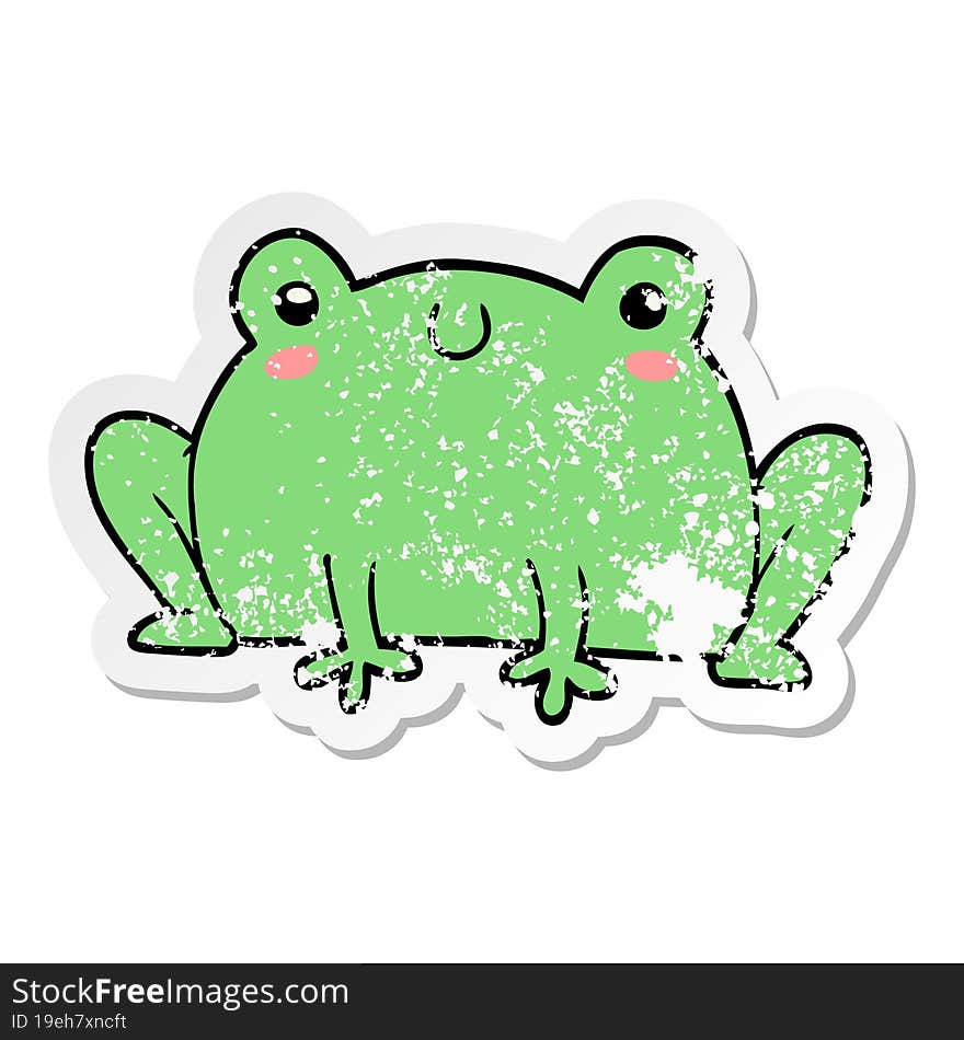 distressed sticker of a cartoon frog