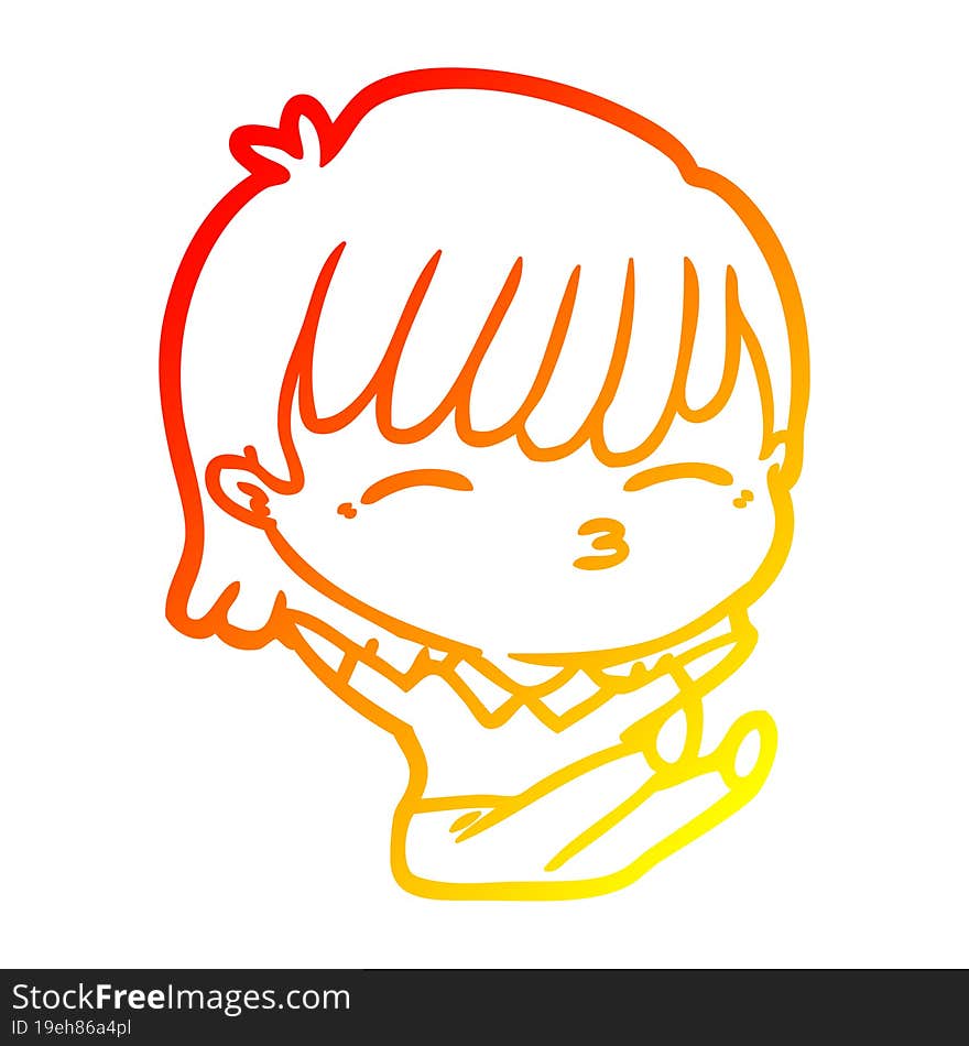 warm gradient line drawing of a cartoon woman