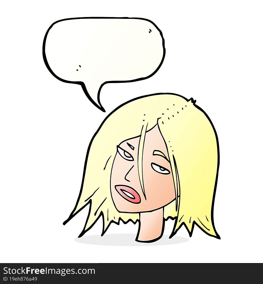 cartoon annoyed woman with speech bubble