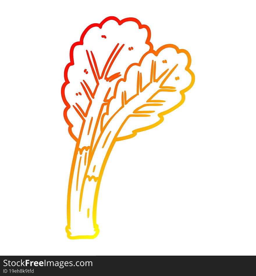 warm gradient line drawing of a cartoon rhubarb