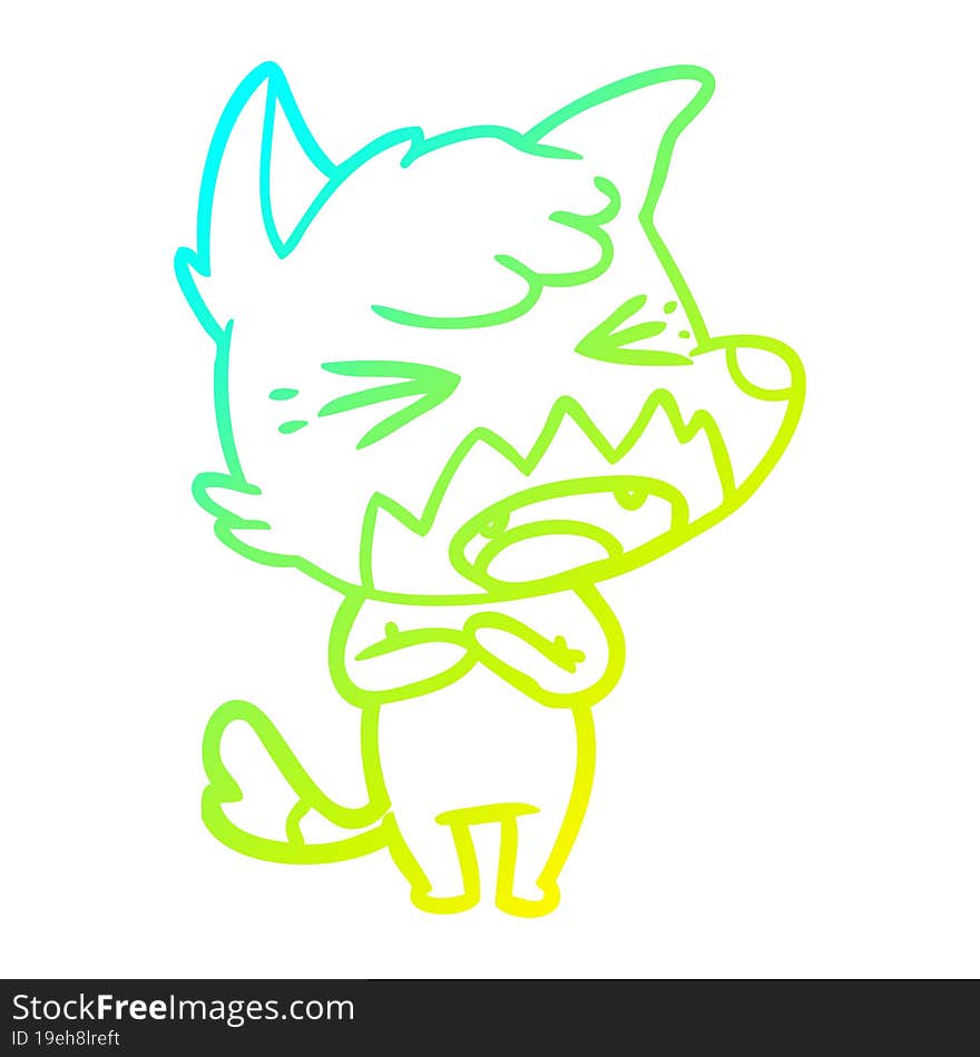 cold gradient line drawing angry cartoon fox