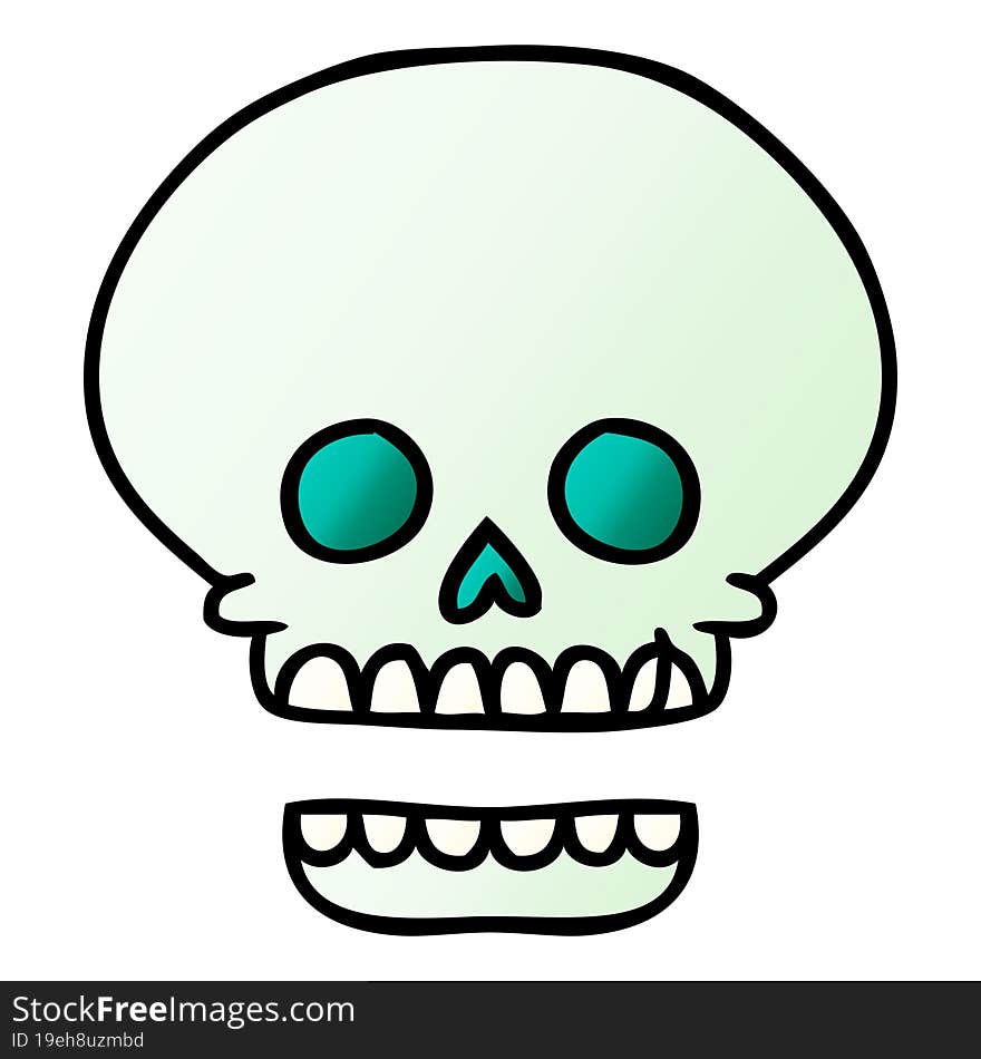 gradient cartoon doodle of a skull head