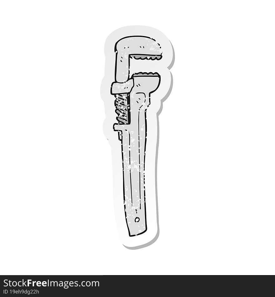 retro distressed sticker of a cartoon adjustable wrench