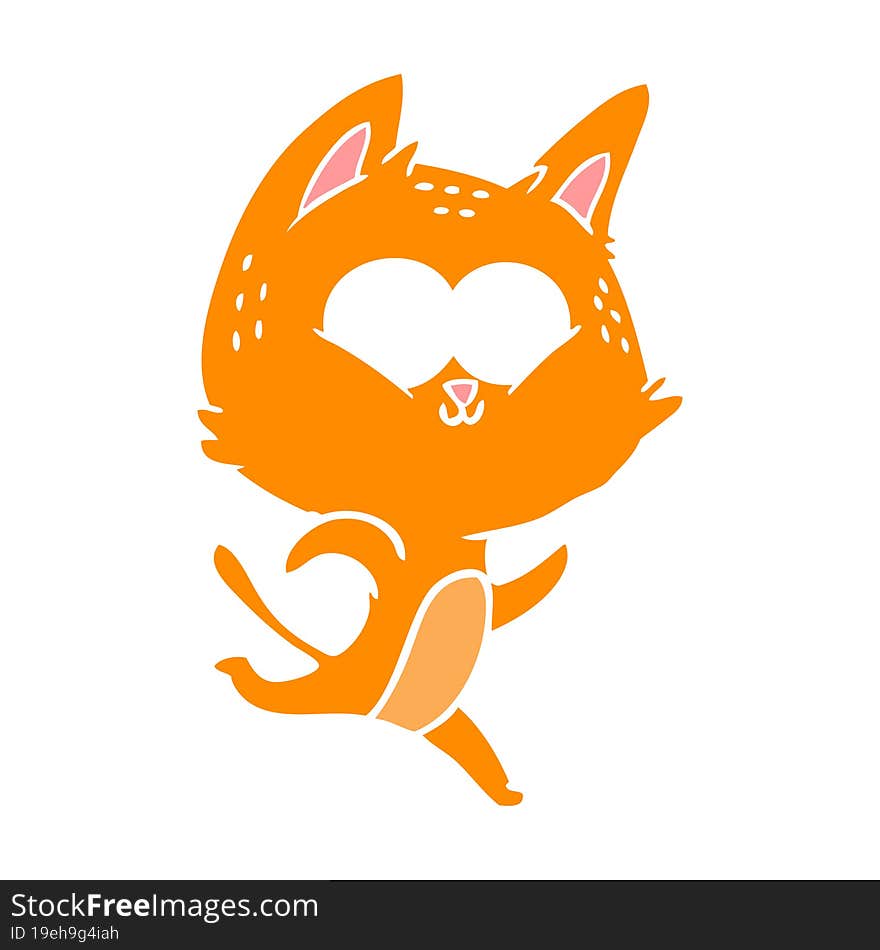 flat color style cartoon cat running