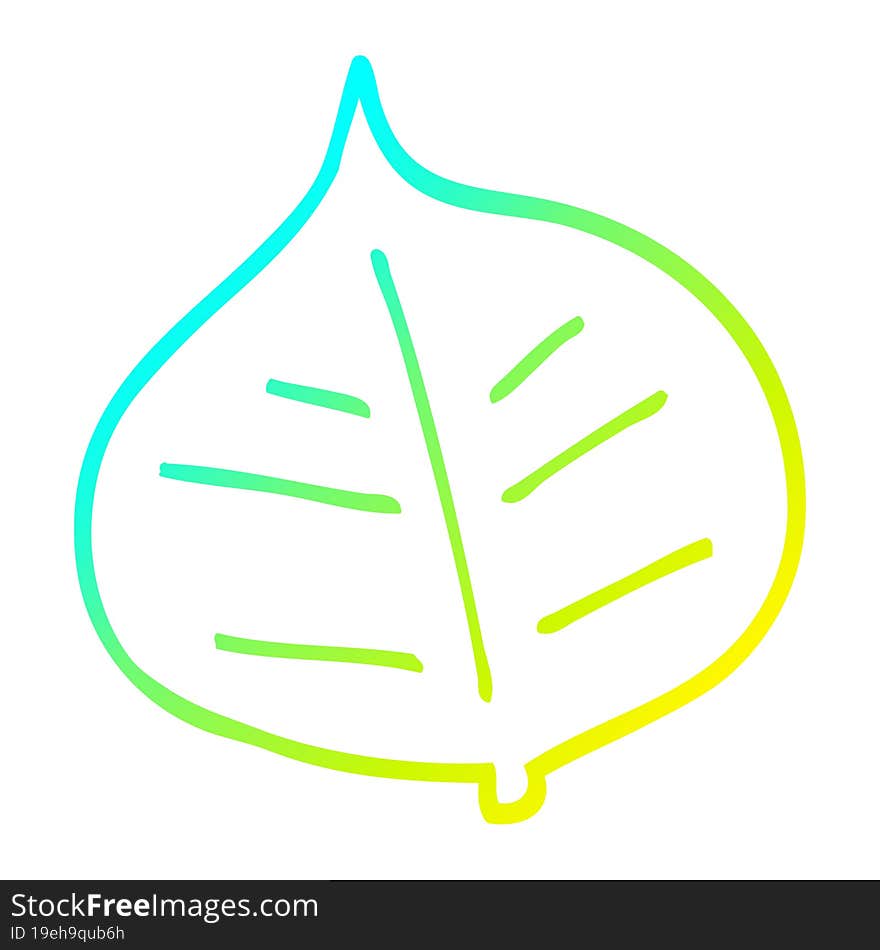 cold gradient line drawing cartoon leaf